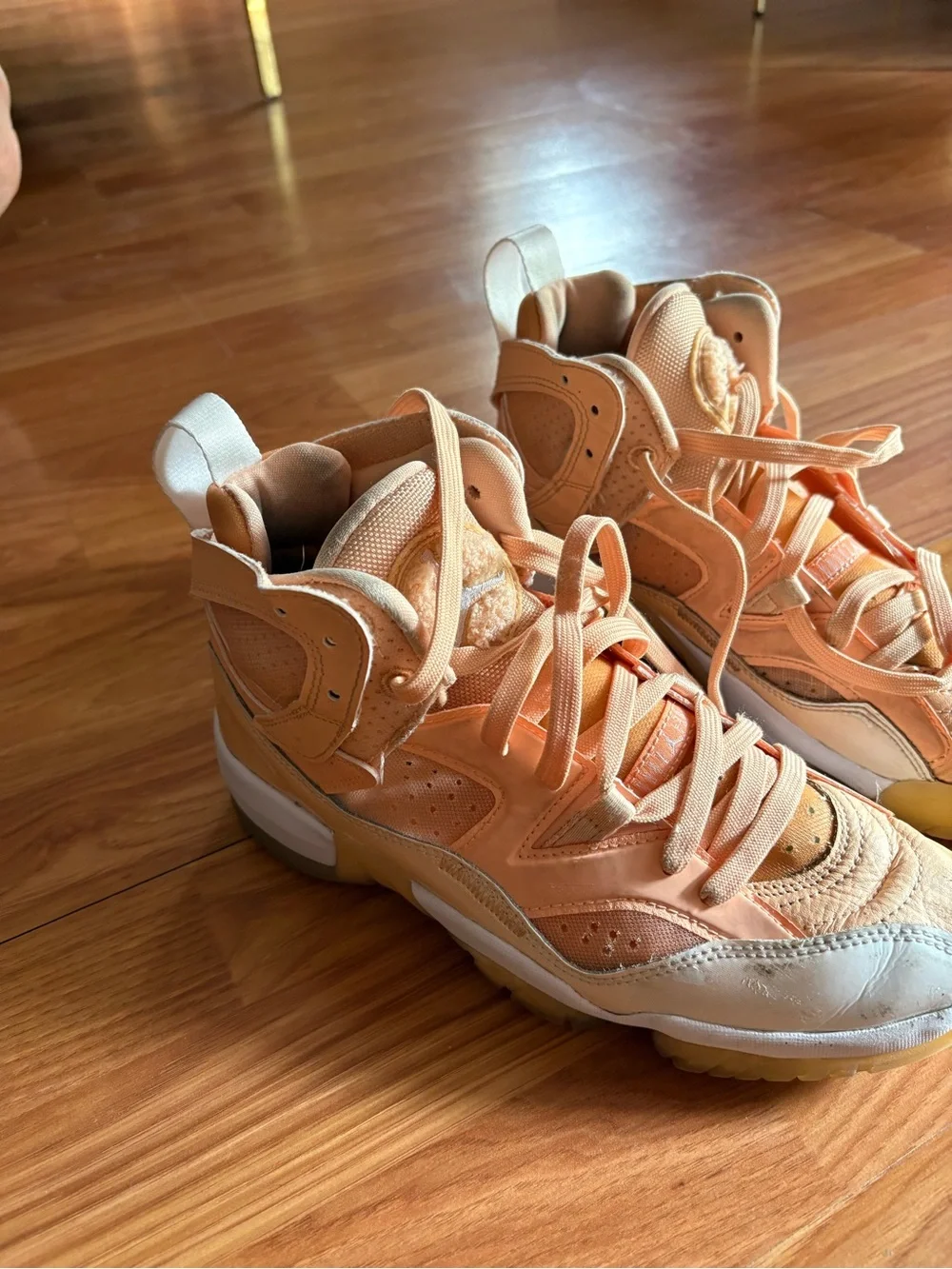 Jordan High-Top Sneakers in Peach/White 7 US
